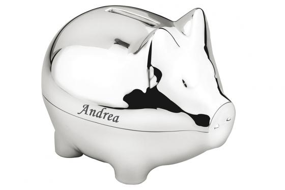 Spardose Schweinchen - personalisierbar, versilbert  [article_picture_small]